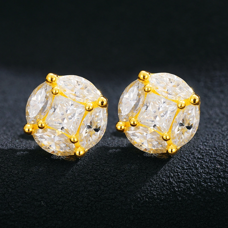 Shining Jewelry Vvs1 Vvs2 Moissanite D Color Iced out 925 Sterling Silver Stud Earring for Men Women