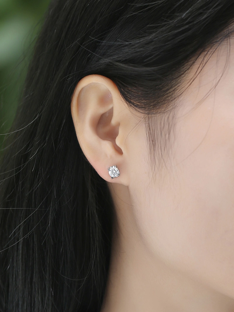 Trendy jewelry Moissanite ear studs Temperament and versatile earrings for girls