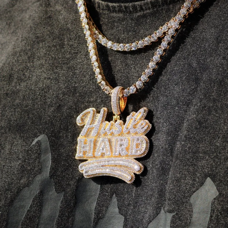 Custom Buss Down Hip Hop Cuban Chains Moissanite Iced out Name Letters Pendants