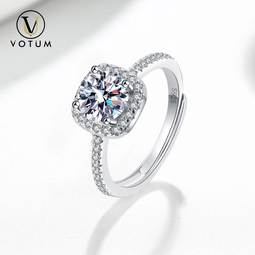 Votum Fashion Wholesale 18K Gold Plated 925 Sterling Silver D Color Moissanite Diamond Ring Women Accessories Custom Handmade Jewelry with Gra Certificate