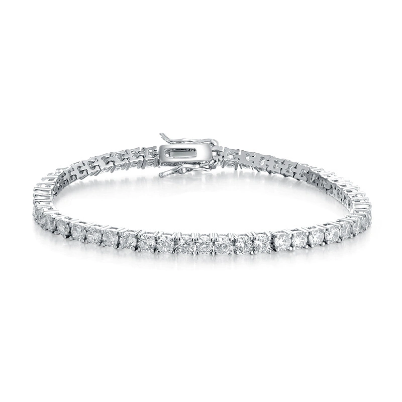 Fine Jewelry Iced out 3mm 5mm 925 Sterling Silver Moissanite Tennis Diamond Bracelet Chain for Women Men