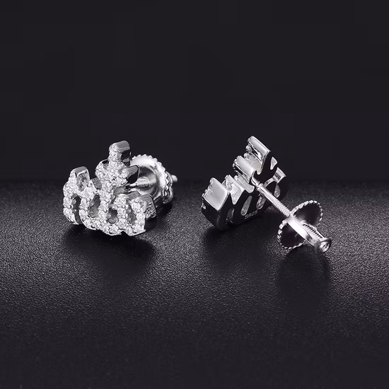 럭셔리 힙합 쥬얼리 저자 극성 18K 골드 도금 925 스털링 실버 Vvs Moissanite 다이아몬드 알라 스터드 귀걸이 남성용