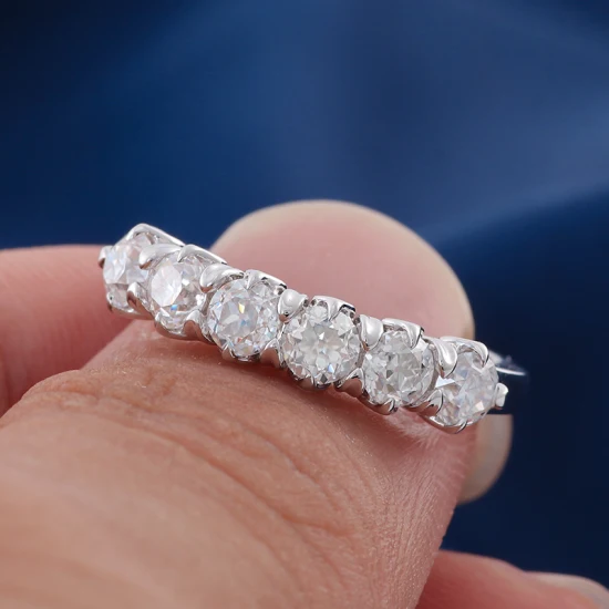 Moissanite 보석 반지 골드 도매 925 스털링 10/14/18K 골드 라운드 스톤 R 여성 남성 가방 선물 지르콘 화이트 파티