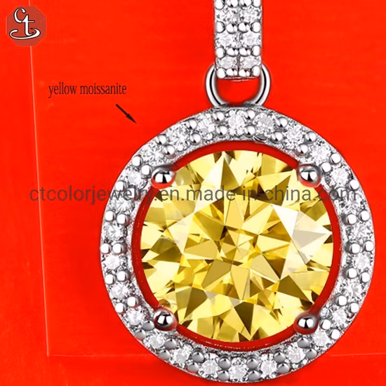 도매 고품질의 노란색 moissanite 펜던트 실버 패션 목걸이 여성 쥬얼리