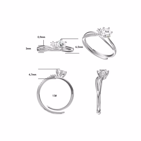925 스털링 실버 50 포인트 모아사니트 약혼 반지